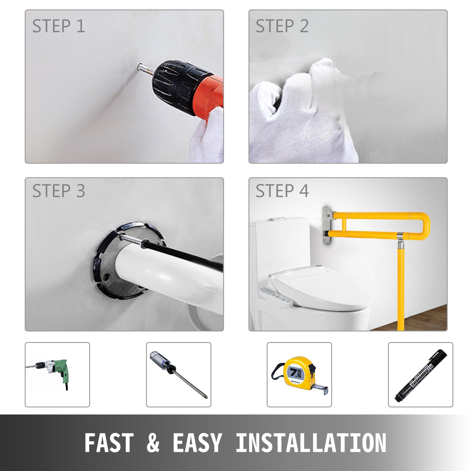 150kg 330lbs Inodoro Rieles + Asidero De Seguridad De Baño