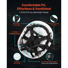VEVOR Casco de Seguridad, Aprobado por ANSI/ISEA Z89.1, Casco de Seguridad Ajustable y Ventilado de ABS con Suspensión de Trinquete de 6 Puntos, Clase C, para Construcción Industrial, Blanco