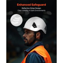 VEVOR Casco de Seguridad, Aprobado por ANSI/ISEA Z89.1, Casco de Seguridad Ajustable y Ventilado de ABS con Suspensión de Trinquete de 6 Puntos, Clase C, para Construcción Industrial, Blanco
