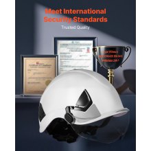 VEVOR Casco de Seguridad, Aprobado por ANSI/ISEA Z89.1, Casco de Seguridad Ajustable Ventilado de ABS con Visera y Suspensión de Trinquete de 6 Puntos, Clase C para Construcción Industrial, Blanco