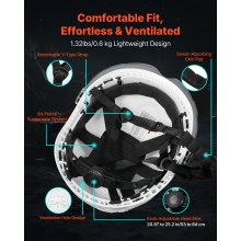 VEVOR Casco de Seguridad, Aprobado por ANSI/ISEA Z89.1, Casco de Seguridad Ajustable Ventilado de ABS con Visera y Suspensión de Trinquete de 6 Puntos, Clase C para Construcción Industrial, Blanco