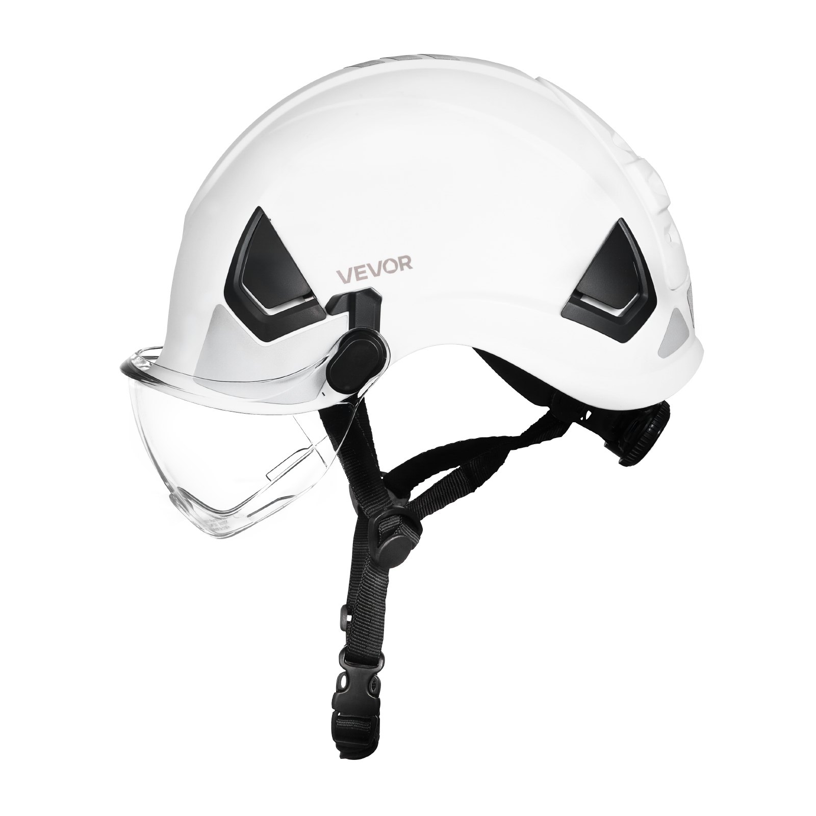 VEVOR Casco de Seguridad, Aprobado por ANSI/ISEA Z89.1, Casco de Seguridad Ajustable Ventilado de ABS con Visera y Suspensión de Trinquete de 6 Puntos, Clase C para Construcción Industrial, Blanco