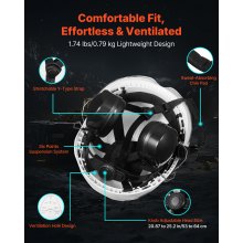 VEVOR Casco de Seguridad, Aprobado por ANSI/ISEA Z89.1, Ajustable y Ventilado de ABS con Visera, Orejeras y Suspensión de Trinquete de 6 Puntos, Clase C, para Construcción Industrial, Blanco