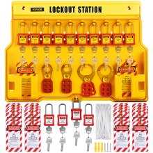 VEVOR Kit de Candado de Seguridad 58 PCS Kit de Bloqueo y Etiquetado 14 Candados Cerraduras de bloqueo y etiquetado 39,37x55,88 cm con Cerrojos de 6 Orificios para Maquinaria, Equipos Eléctricos