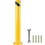 VEVOR Safety Bollard/Barrier, 107 cm High, Yellow Powder-Coated Tube, 11.4 cm Tube Diameter, Steel Safety Barrier with 4 Anchor Bolts for Traffic-Sensitive Areas