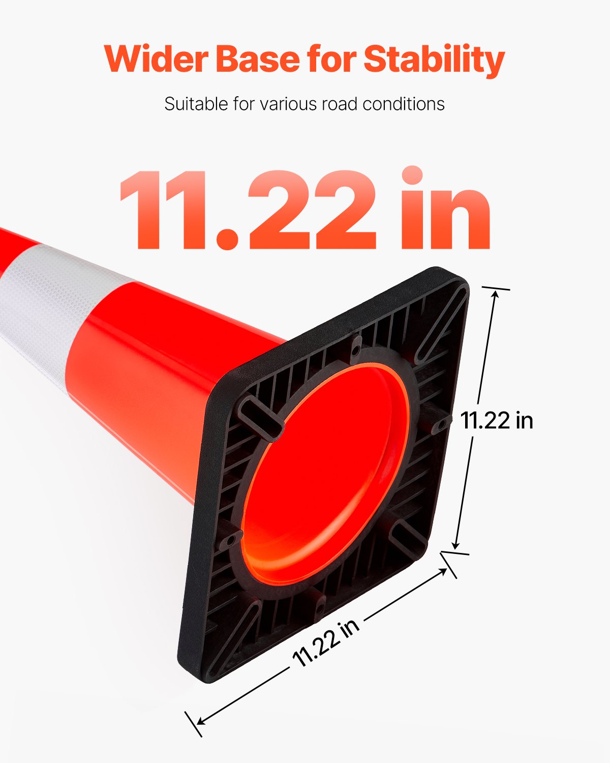 VEVOR Cono de Tráfico 5 Piezas 45 cm Pedestal de Obra de PVC Naranja Cono de Seguridad con Base Pesada y Collares Reflectantes para Demarcación de Estacionamiento de Emergencia en Estacionamiento