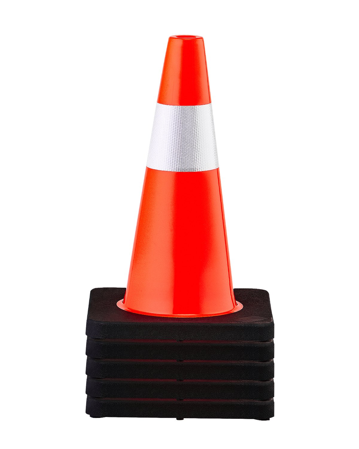 VEVOR Cono de Tráfico 5 Piezas 45 cm Pedestal de Obra de PVC Naranja Cono de Seguridad con Base Pesada y Collares Reflectantes para Demarcación de Estacionamiento de Emergencia en Estacionamiento