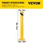 Barrera de acero del tubo amarillo del poste del bolardo del bolardo de la seguridad de VEVOR 36" H 5,5" D