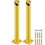 VEVOR Bolardo de Seguridad 107x11,4 cm 2 Piezas Bolardo de Seguridad de Tubo de Acero Recubrimiento de Polvo Amarillo Barrera de Seguridad con 8 Pernos de Anclaje para Aparcamiento, Peatones, Escuelas