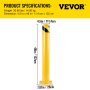 Barrera de acero del tubo amarillo del poste del bolardo del bolardo de la seguridad de VEVOR 48" H 4,5" D