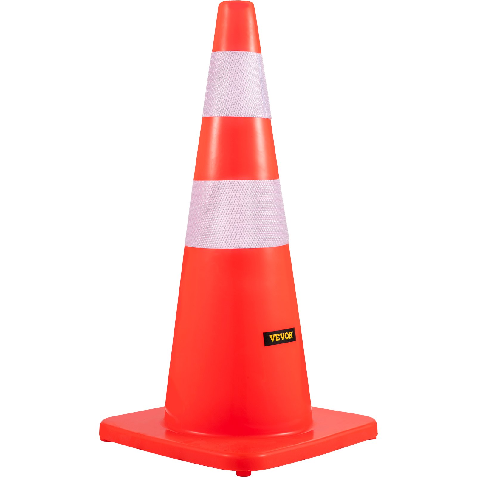 VEVOR Cono de Tráfico Reflectante 12 Piezas 70 cm Pedestal de Obra de PVC Naranja, Cono de Seguridad con 2 Collares Reflectantes, para Demarcación de Estacionamiento de Emergencia en Estacionamiento