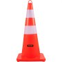 VEVOR Cono de Tráfico 12 Piezas 73 cm Pedestal de Obra de PVC Naranja, Cono de Seguridad con Base Pesada y 2 Collares Reflectantes, para Demarcación de Estacionamiento de Emergencia en Estacionamiento