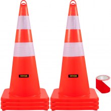 VEVOR Conos de seguridad Conos de tráfico 6 x 28" Collares reflectantes naranjas Conos de carretera