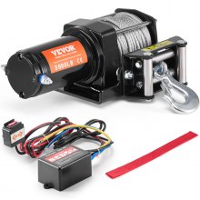 VEVOR Cabrestante Eléctrico ATV UTV Capacidad de Remolque 1361 kg 12 V DC Cable de acero de 7 Hilos Φ0,5 x 118,7 cm Control por Cable Impermeable IP55 para Remolque Todoterreno ATV UTV