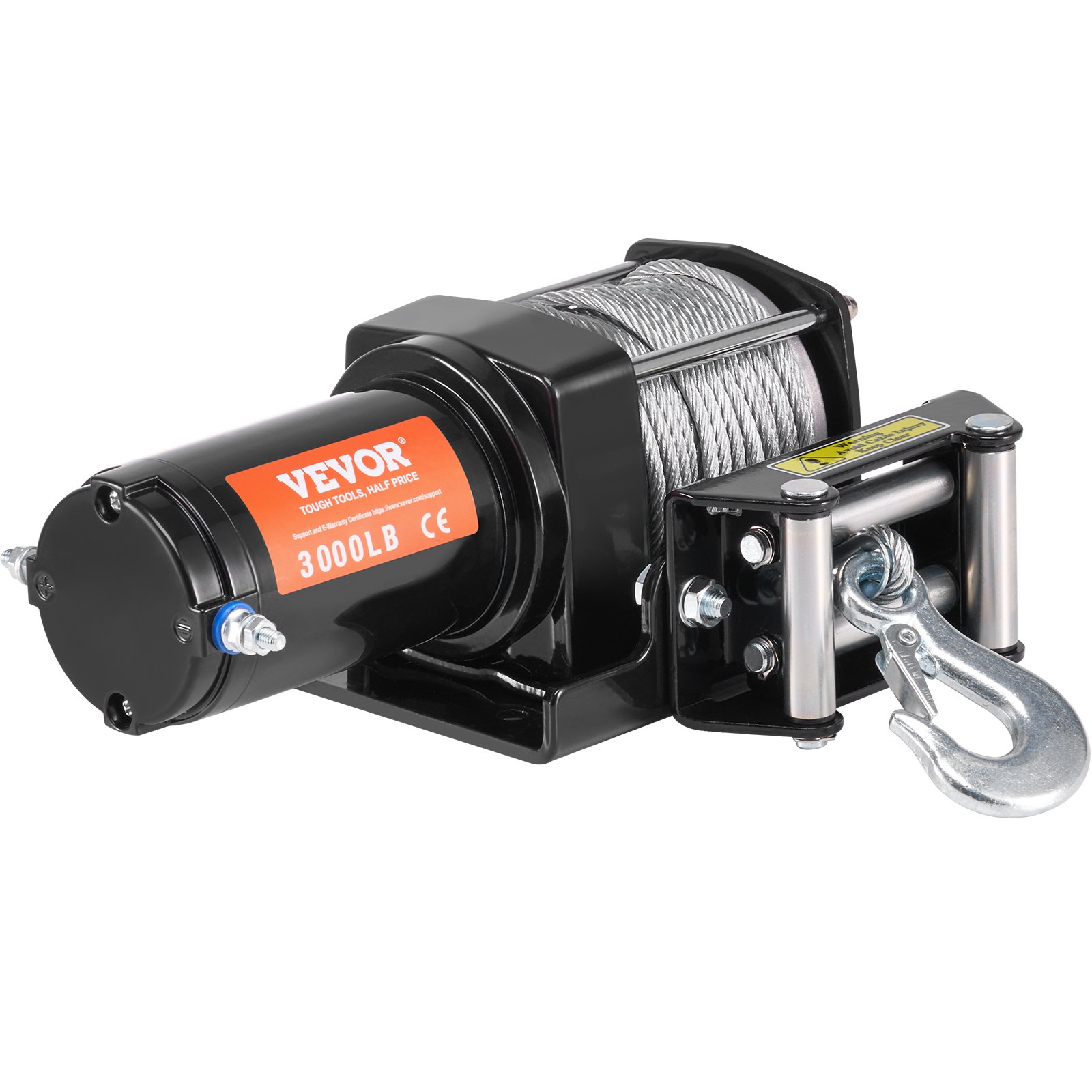 VEVOR Cabrestante Eléctrico ATV UTV Capacidad de Remolque 1361 kg 12 V DC Cable de acero de 7 Hilos Φ0,5 x 118,7 cm Control por Cable Impermeable IP55 para Remolque Todoterreno ATV UTV