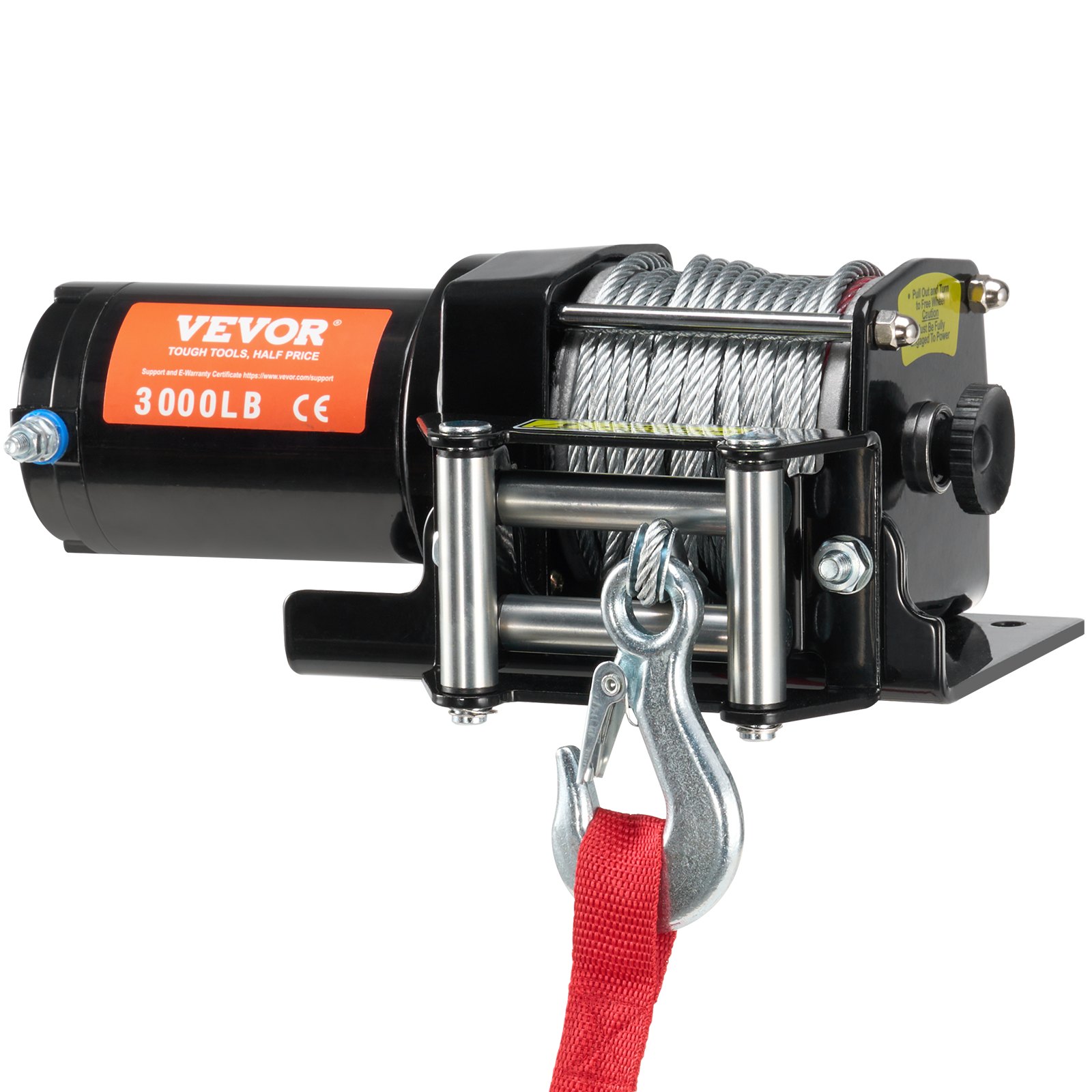 VEVOR Cabrestante Eléctrico ATV UTV Capacidad de Remolque 1361 kg 12 V DC Cable de acero de 7 Hilos Φ0,5 x 118,7 cm Control por Cable Impermeable IP55 para Remolque Todoterreno ATV UTV