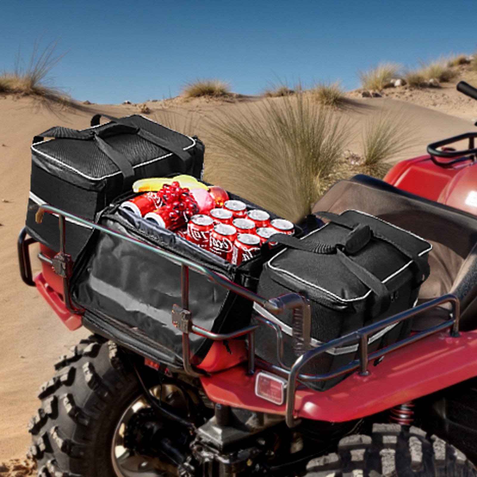 VEVOR Bolsa de Almacenamiento Trasera para ATV 54 L con Bolsa Térmica de 16 L para Portaequipajes Trasero de Tela Oxford 600 D Compatible con la Mayoría de ATV con Portaequipajes Trasero, ATV, UTV