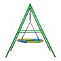 VEVOR Swing Set for Backyard, 100 cm Saucer Swing Seat with Heavy Duty A-Frame Metal Stand, 199.6 kg Load Capacity, Reinforced with Spiral Ground Anchors, Swingset Outdoor for Kids, Green and Colorful