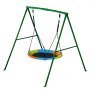 VEVOR Swing Set for Backyard, 100 cm Saucer Swing Seat with Heavy Duty A-Frame Metal Stand, 199.6 kg Load Capacity, Reinforced with Spiral Ground Anchors, Swingset Outdoor for Kids, Green and Colorful