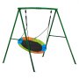 VEVOR Swing Set for Backyard, 100 cm Saucer Swing Seat with Heavy Duty A-Frame Metal Stand, 199.6 kg Load Capacity, Reinforced with Spiral Ground Anchors, Swingset Outdoor for Kids, Green and Colorful