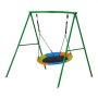 VEVOR Swing Set for Backyard, 100 cm Saucer Swing Seat with Heavy Duty A-Frame Metal Stand, 199.6 kg Load Capacity, Reinforced with Spiral Ground Anchors, Swingset Outdoor for Kids, Green and Colorful