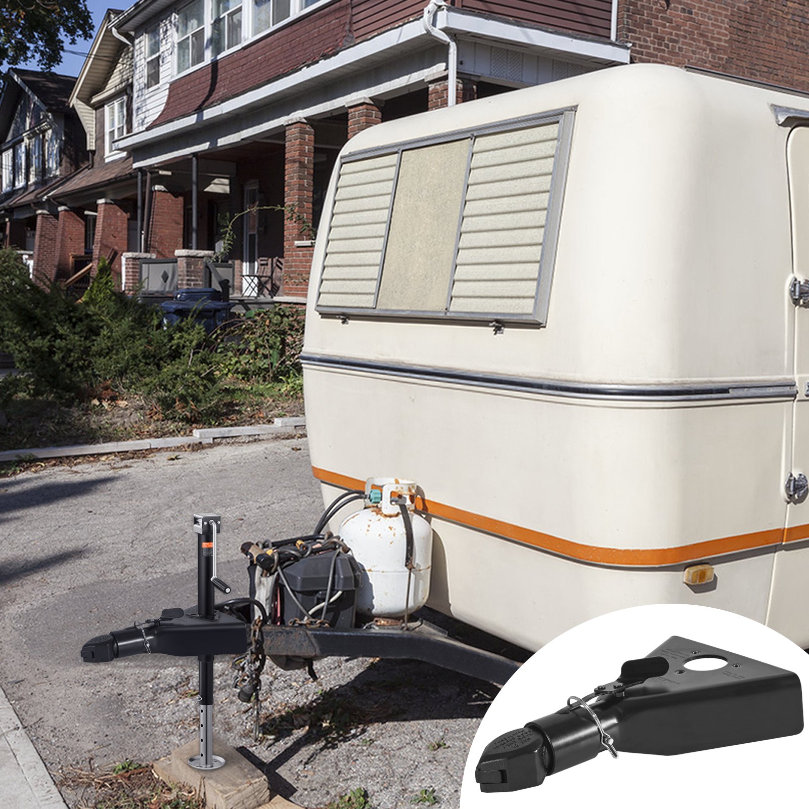 VEVOR Cabezal de Enganche de Remolque para Bola de Enganche 50,8 mm Marco en A Carga de 3175 kg Acoplador de Remolque de Acero Resistente para Autocaravana, Furgoneta, SUV, Superficie de Revestimiento