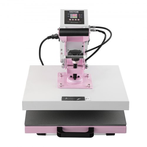VEVOR Prensa de Calor 38 x 38 cm Prensa Térmica con Placa Extraíble Rosado, Máquina de Sublimación para Personalizar Camisetas Almohadas Bolsas, Temporizador, Control de Temperatura, Presión Ajustable
