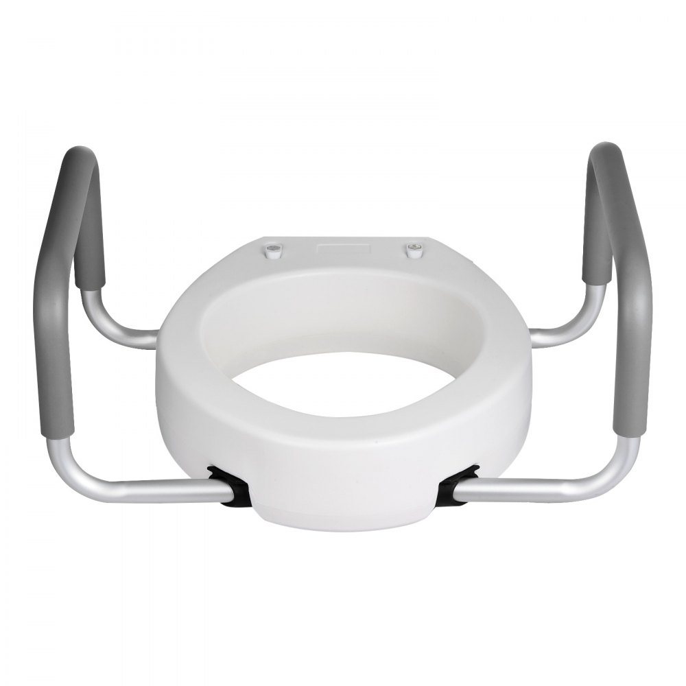 VEVOR Elevador de Inodoro, Carga de 136 kg y Altura de Elevación de 88,9 mm, con Reposabrazos para Personas Mayores, Personas con Discapacidad, Asiento Ensanchado, 560 x 499 x 245 mm, Blanco