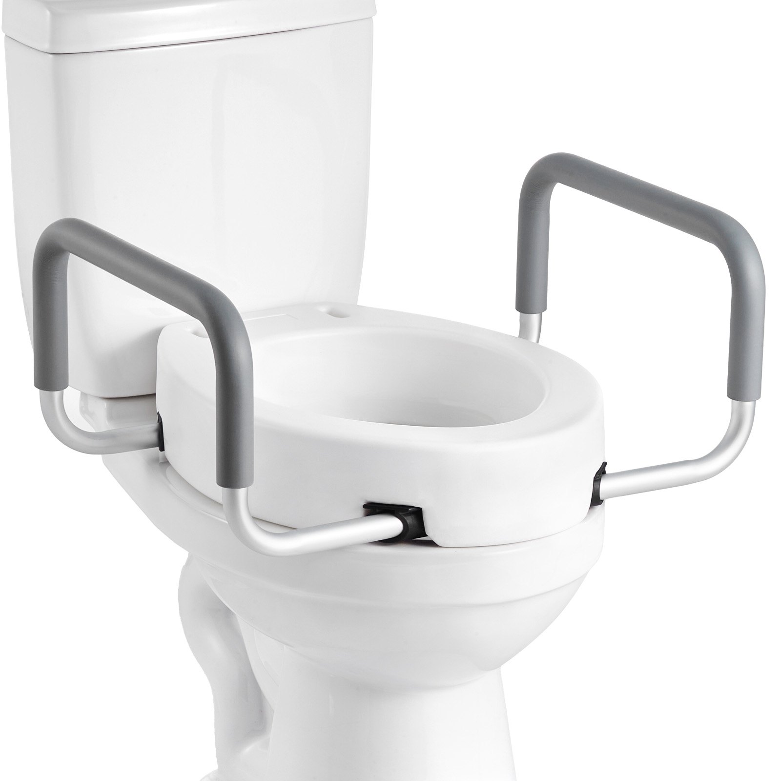 VEVOR Elevador de Inodoro, Carga de 136 kg y Altura de Elevación de 88,9 mm, con Reposabrazos para Personas Mayores, Personas con Discapacidad, Asiento Ensanchado, 560 x 499 x 245 mm, Blanco