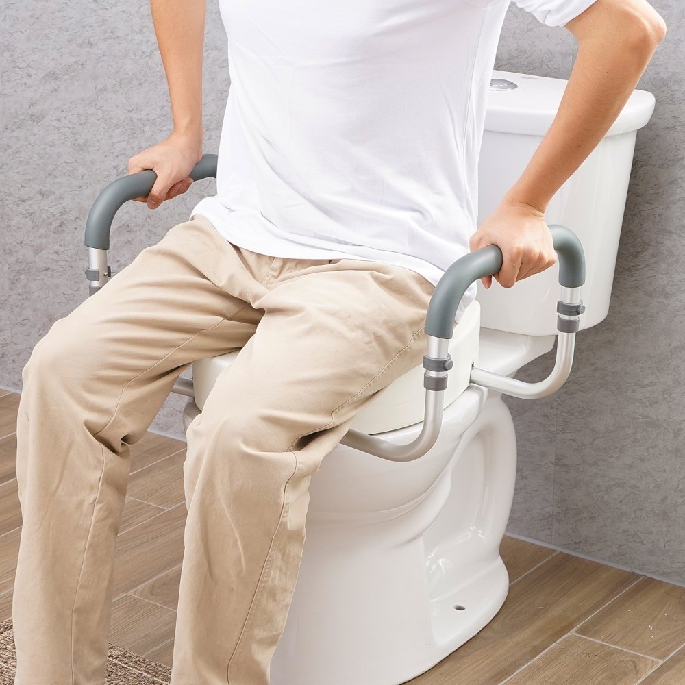 VEVOR Asiento Elevado para Inodoro 88,9 mm Carga de 136KG, para Inodoro Redondo Estándar, con Acolchado de Reposabrazos de EVA, para Ancianos, Discapacitados, Pacientes, Embarazadas, Médicos