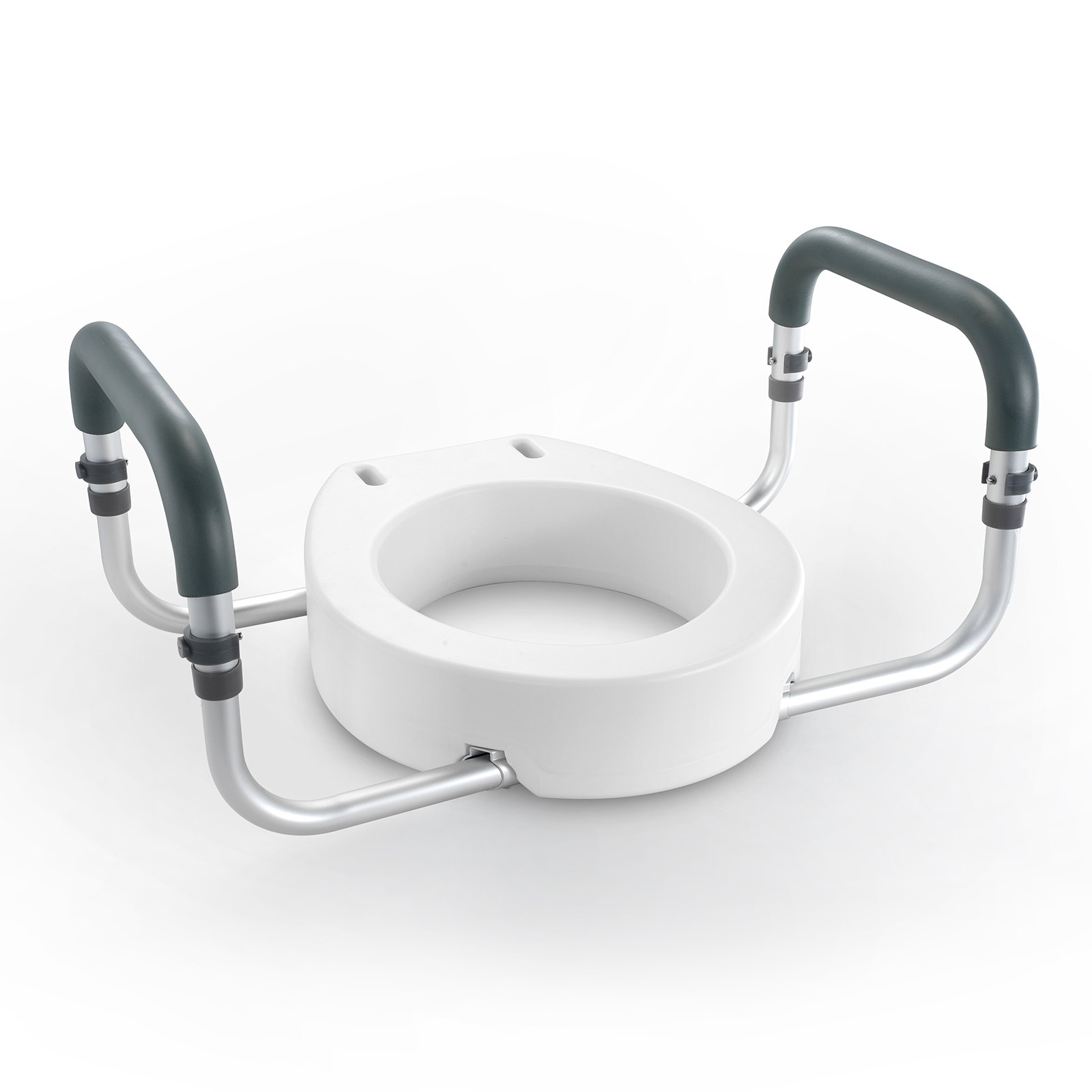 VEVOR Asiento Elevado para Inodoro 88,9 mm Carga de 136KG, para Inodoro Redondo Estándar, con Acolchado de Reposabrazos de EVA, para Ancianos, Discapacitados, Pacientes, Embarazadas, Médicos