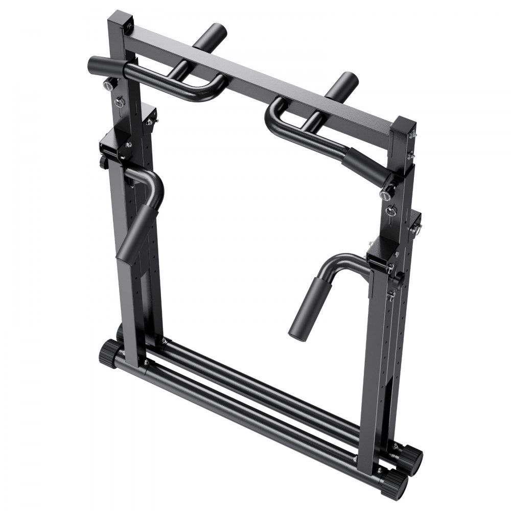 VEVOR Barra de Dominadas/Estación de Fondos Plegable, Carga de 150 kg, Estructura Triangular y Tubo de Acero Robusto, 9 Posiciones, para Entrenamiento de Fuerza de Brazos y Espalda, Color Negro