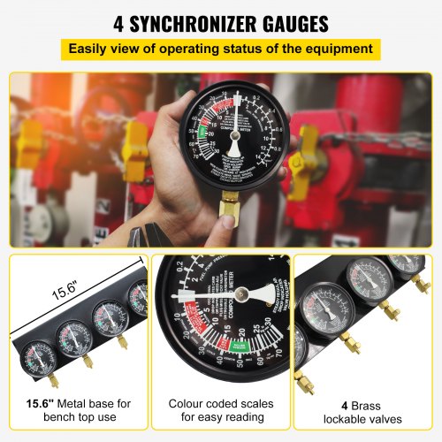 Sincronizador De Carburador Para Moto 2 Cilindros - Kit De Medidores De Vacío, Con Extensiones Y Mangueras