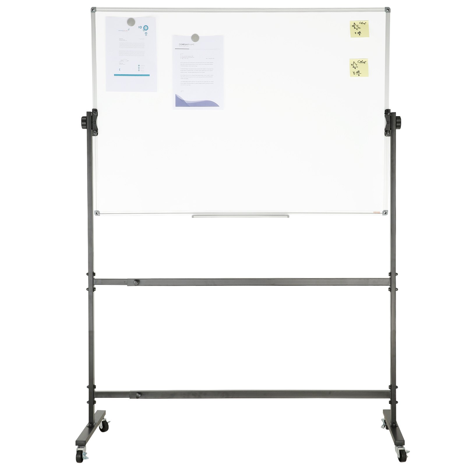 VEVOR Pizarra blanca magnética 118,3x76,4cm Pizarra blanca móvil de borrado en seco con soporte Pizarra reversible 360° Altura ajustable de doble cara con marcadores de borrador para oficina, escuela