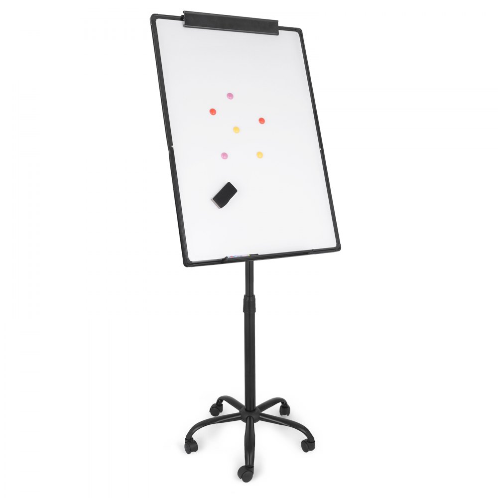 70x100cm Pizarra Magnética Blanca+caballete Marco Aluminio Soporte Móvil
