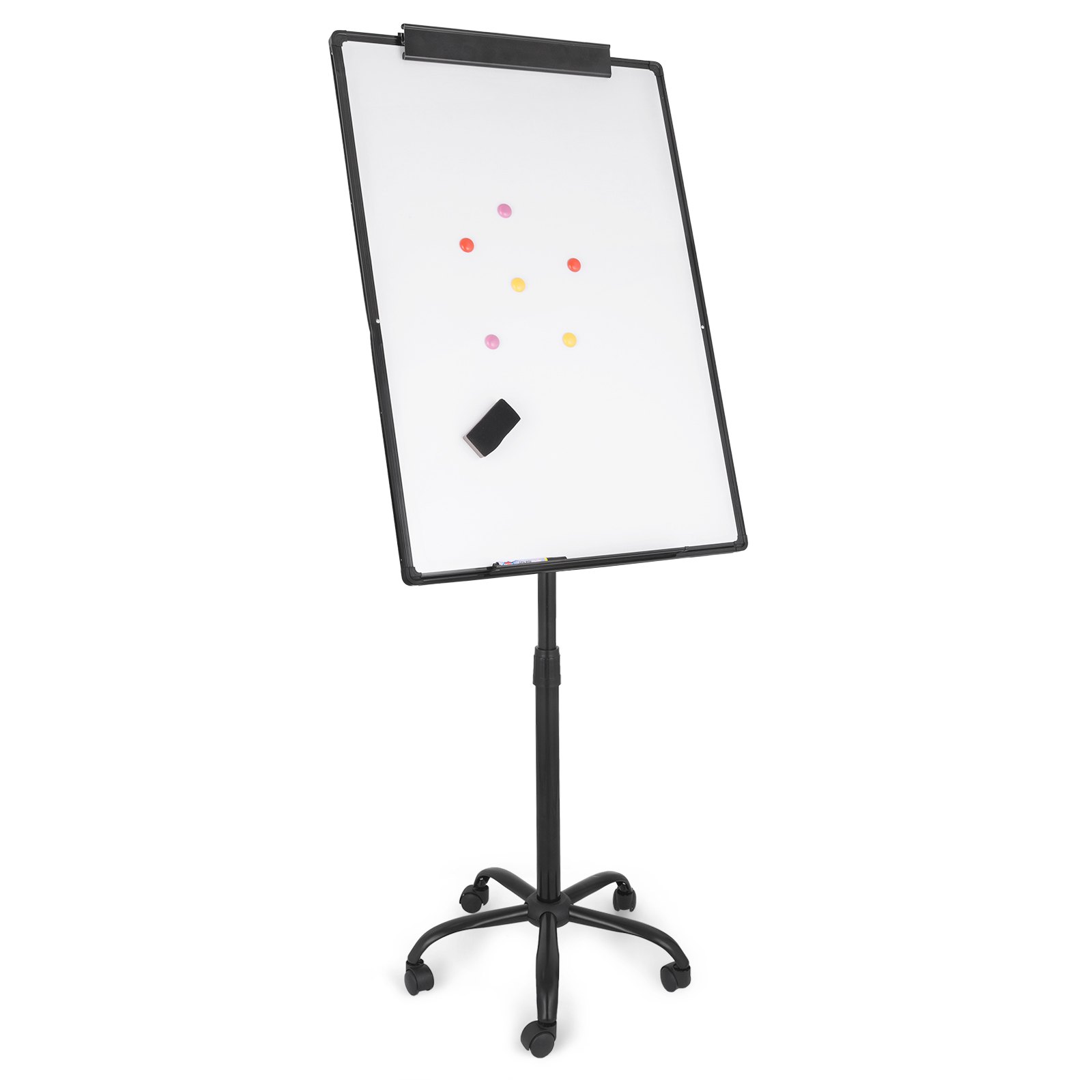 70x100cm Pizarra Magnética Blanca+caballete Marco Aluminio Soporte Móvil