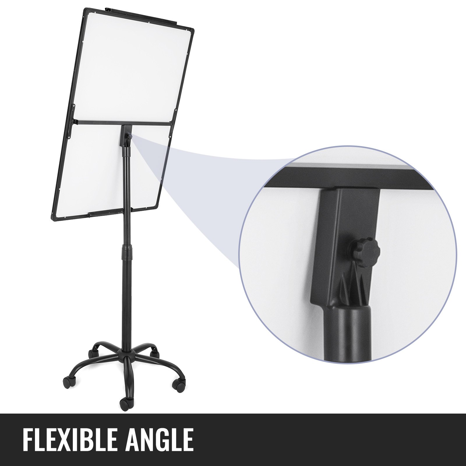 70x100cm Pizarra Magnética Blanca+caballete Marco Aluminio Soporte Móvil