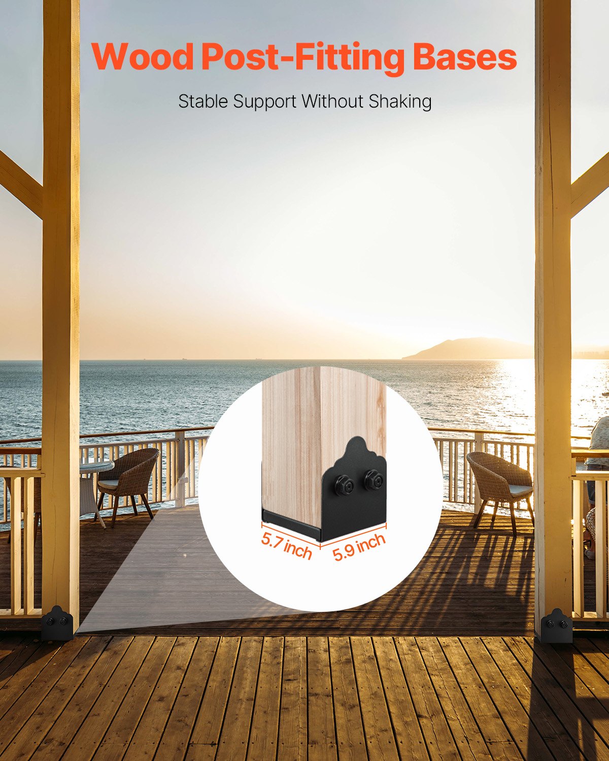 VEVOR Base para Postes de Madera 150 x 145 mm Tamaño Interior 150 x 141 mm 2 Piezas Soportes de Acero al Carbono para Postes Espesor de 2 mm para Instalaciones Fijas de Pérgolas, Barandillas, Negro