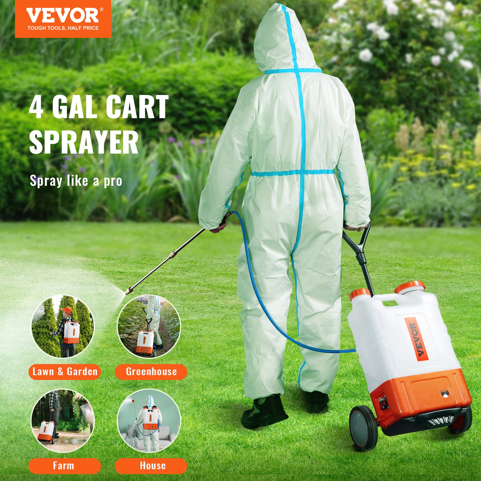 VEVOR Backpack Sprayer Garden Sprayer Sprayer with 15L Reservoir 0-94 PSI