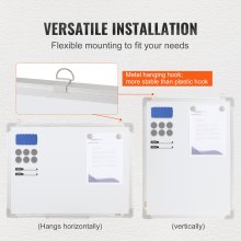 VEVOR Pizarra Blanca Magnética 46 x 61 cm Pizarra Blanca de Borrado en Seco Marco de Aluminio Montaje Fácil en Pared con 2 Rotuladores 1 Borrador 6 Imanes para Presentaciones Trabajo Oficina Escuela