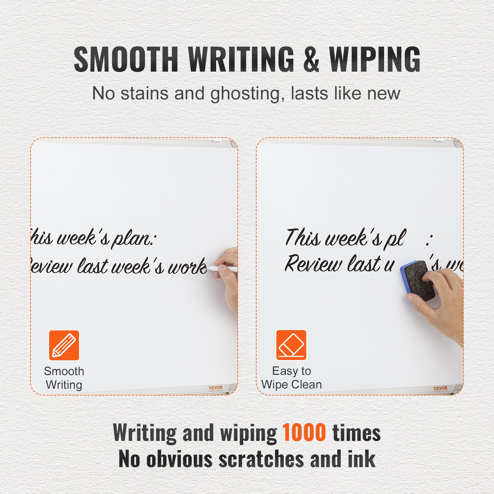 VEVOR Pizarra Blanca Magnética 46 x 61 cm Pizarra Blanca de Borrado en Seco Marco de Aluminio Montaje Fácil en Pared con 2 Rotuladores 1 Borrador 6 Imanes para Presentaciones Trabajo Oficina Escuela