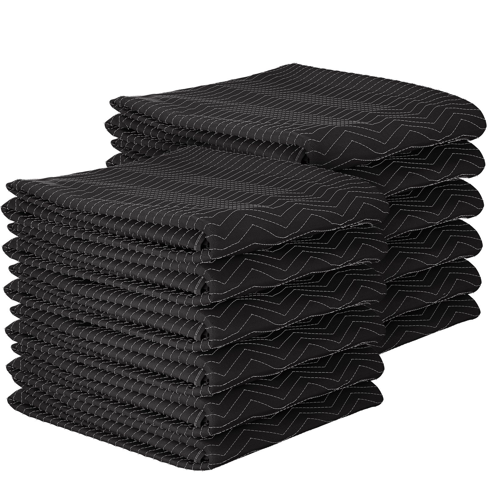 VEVOR Mantas de Embalaje y Mudanza 203 x 183 cm Manta para Envolver Muebles Negro Manta para Mudanza 12 Piezas Almohadilla de Fieltro de Embalaje para Cama Mesa Silla Muebles Electrodomésticos