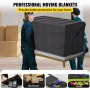 Mantas de mudanza profesionales en uso para proteger muebles, promocionando las mantas de mudanza VEVOR para diversas tareas.