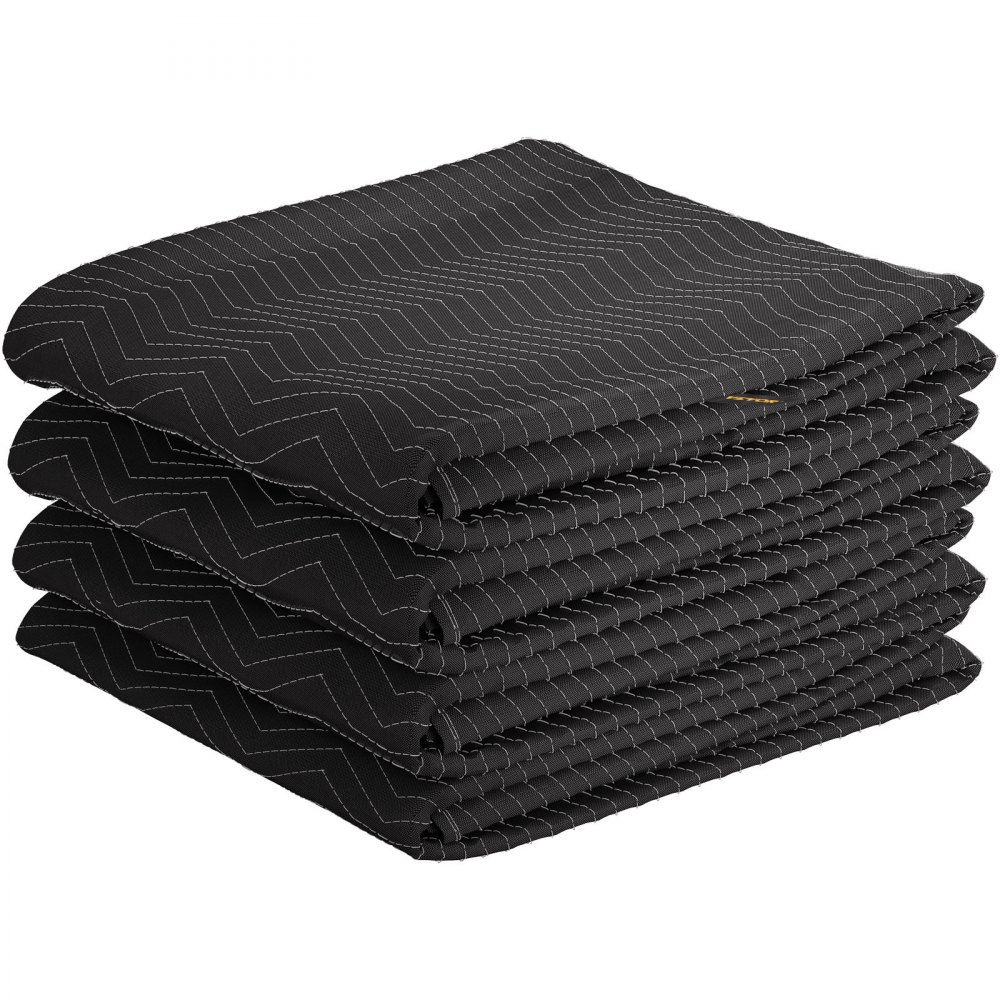 VEVOR Mantas de Embalaje y Mudanza de 203 x 183 cm Manta para Envolver Muebles Negro Manta para Mudanza de 4 Piezas Almohadilla de Fieltro de Embalaje para Cama Mesa Silla Muebles Electrodomésticos