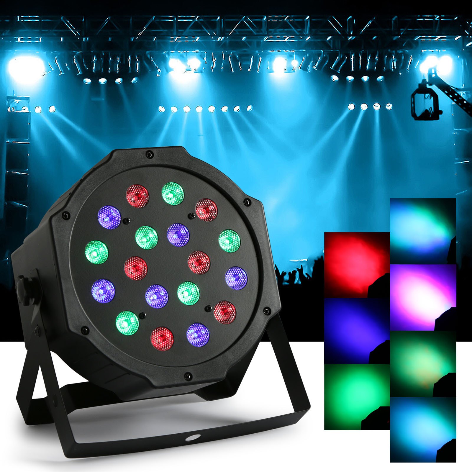 Luz De Escenario Plástico De Ingeniería Color Rojo Verde Azul 18 X 3w Led Club