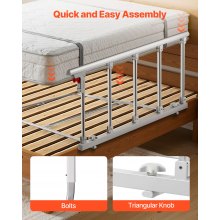 VEVOR Barandilla de Cama Plegable Personas Mayores, 122 cm, con Correa de Sujeción, Protección Anticaídas, Asa de Protección a las Manos y Protector de Bordes, a Camas King, Queen, Matrimoniales