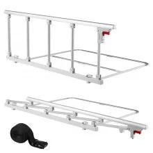VEVOR Barandilla de Cama Plegable Personas Mayores, 122 cm, con Correa de Sujeción, Protección Anticaídas, Asa de Protección a las Manos y Protector de Bordes, a Camas King, Queen, Matrimoniales