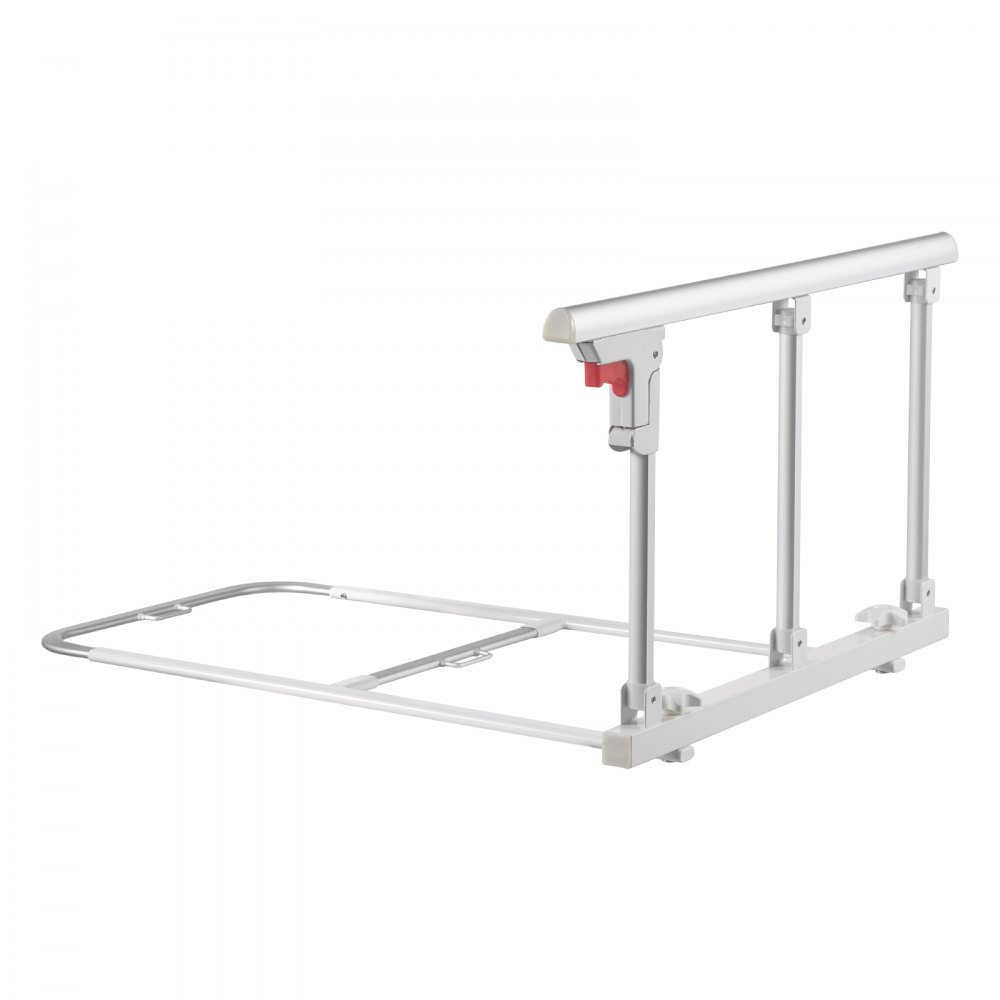 VEVOR Foldable Bed Rail for Elderly, 70 cm Bedside Assist Rail with Fixing Strap, Adjustable Height Pipe Bedside Cane, High-Strength Metal Senior Bed Bar, Hand Guard Grab Fits King, Queen, Full, Twin