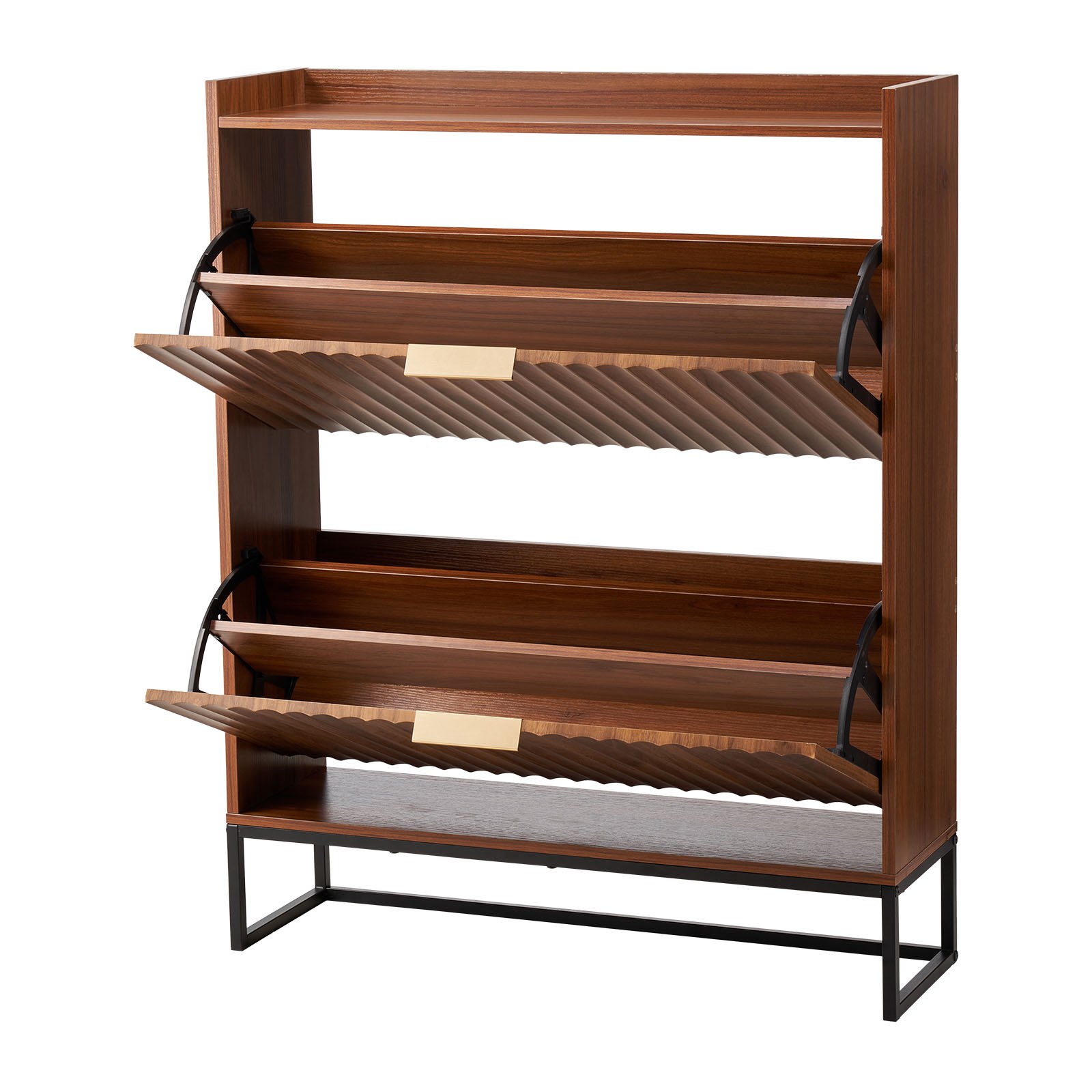 VEVOR Zapatero con 2 Puertas, Ahorra Espacio y Antivuelco, Organizador de Zapatos Independiente para Entrada, Pasillo, Salón, Porche, 80 x 24 x 100 cm, Nogal, Capacidad de Carga Superior 50 kg