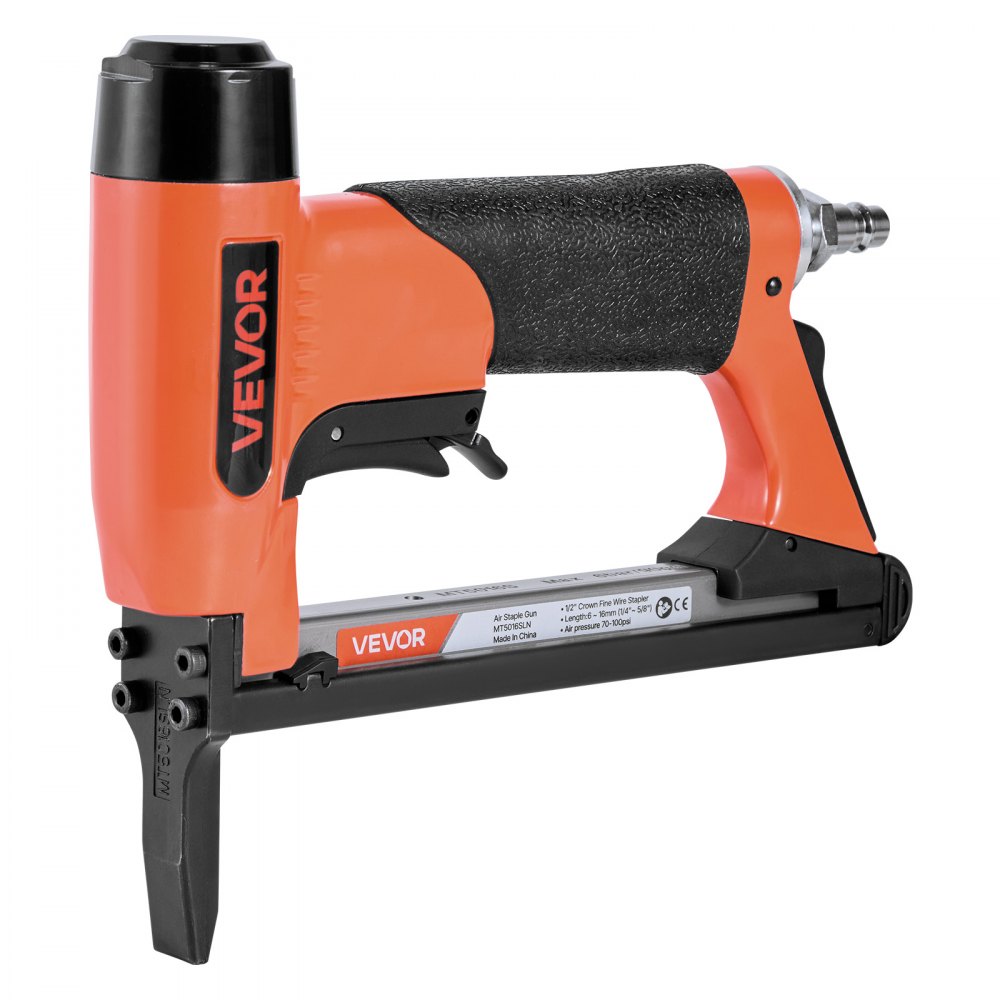 VEVOR Grapadora Neumática, Clavadora Neumática para Grapas de Alambre Fino Serie 50, Corona de 12,8 mm, Longitud de 6-16 mm, Capacidad Máxima de 110 Grapas para Tapicería, Carpintería y Bricolaje